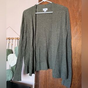 EUC Olive Green Long Sleeve Open Front Cardigan
